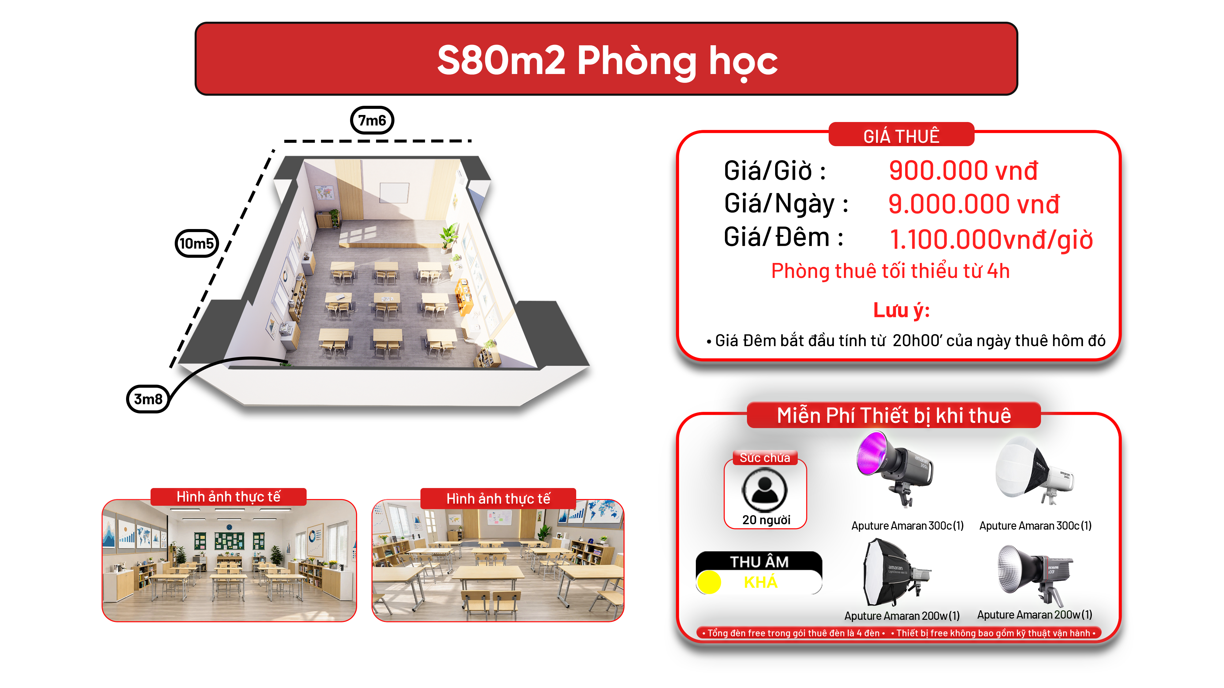 S80m2 - Vạn Phúc ( Phòng học bối cảnh dựng sẵn )