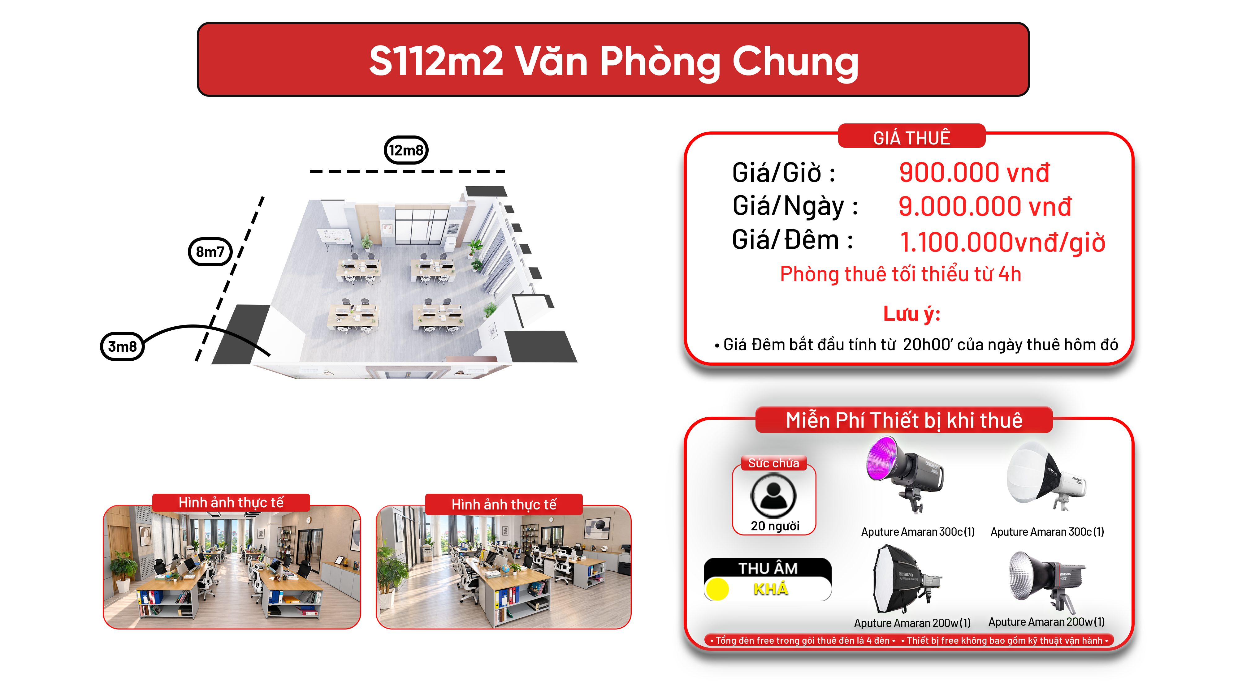 S112m2 - Vạn Phúc ( Văn Phòng làm việc chung bối cảnh dựng sẵn )