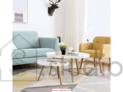 Bàn trà tròn chân gỗ BTHD01 (300 - 1 )